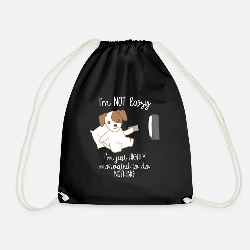 Jack Russel - Jack Russel Terrier - Lazy - TV - Drawstring Bag - black