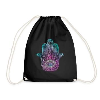Hamsa Symbol Yoga Hand mit Auge - Turnbeutel - Schwarz - Vorne