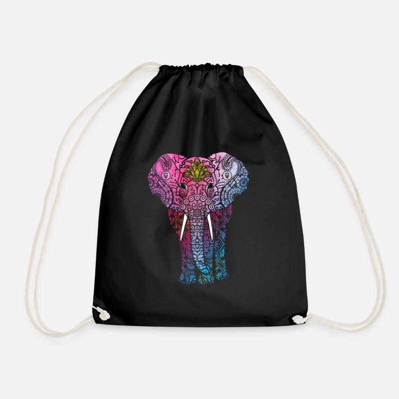 Elefant Mandala Muster - Turnbeutel - Schwarz