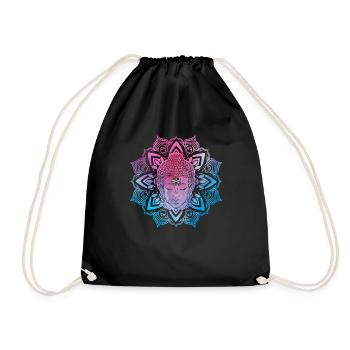 Buddha Kopf mit Mandala Muster Yoga Design - Turnbeutel - Schwarz - Vorne
