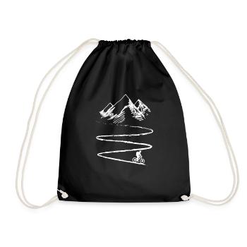 Mountain Bike, Cyclist, Bicycle, Mountains, Gift - Drawstring Bag - black - Front