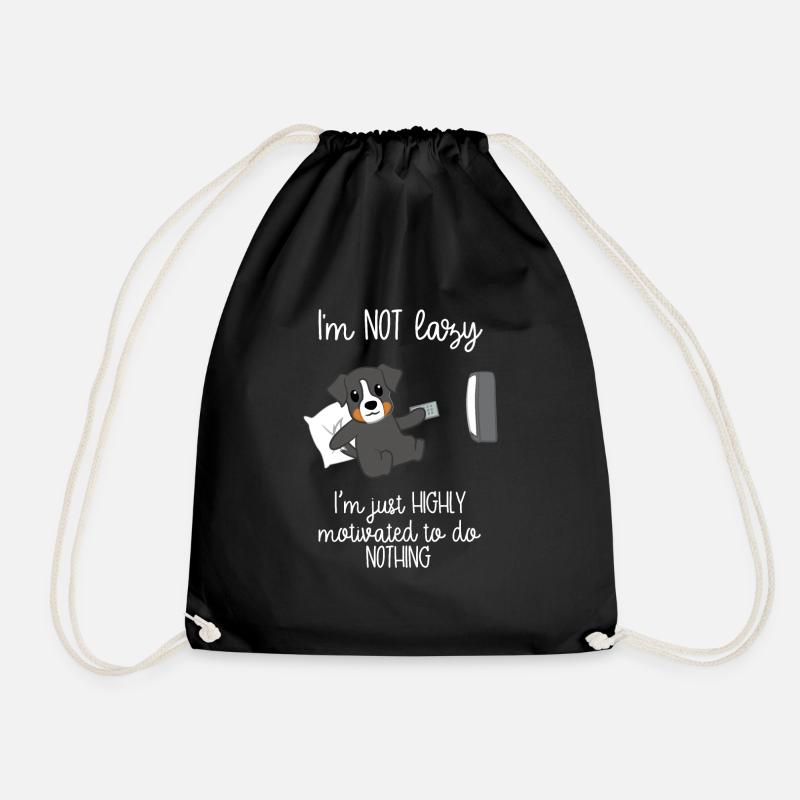 Bernese Mountain Dog - Dürrbächler - Lazy - TV - Drawstring Bag - black