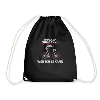 Fahrradfahrer ohne Akku I gegen Ebikes Tshirt - Turnbeutel - Schwarz - Vorne