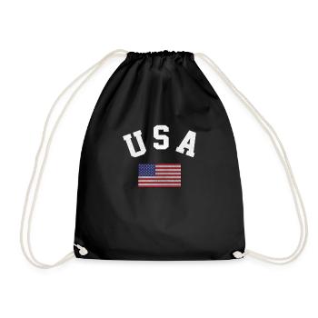 Patriotisches USA-Flaggen-T-Shirt für Juli 4. oder - Turnbeutel - Schwarz - Vorne