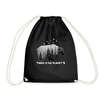 There is No Planet B Shirt Bear Mountains Trees - Turnbeutel - Schwarz - Vorne