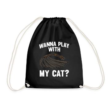 WANNA PLAY WITH MY CAT Peitsche 9 schwänzige Katze - Turnbeutel - Schwarz - Vorne