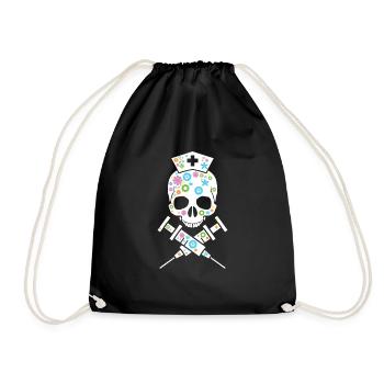 Nurse gift idea - medicine skull. - Drawstring Bag - black - Front