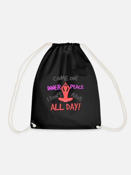Yoga, inner peace - Drawstring Bag - black