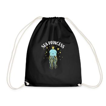 Sea princess girl jellyfish gift - Drawstring Bag - black - Front