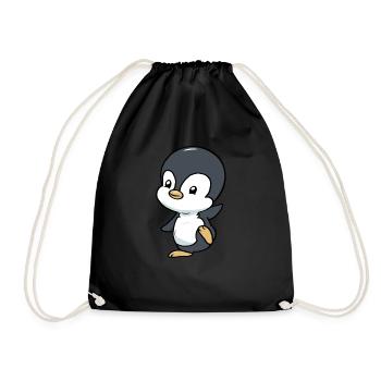 Kleiner Baby Pinguin - Turnbeutel - Schwarz - Vorne