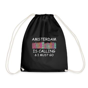 Amsterdam - Drawstring Bag - black - Front