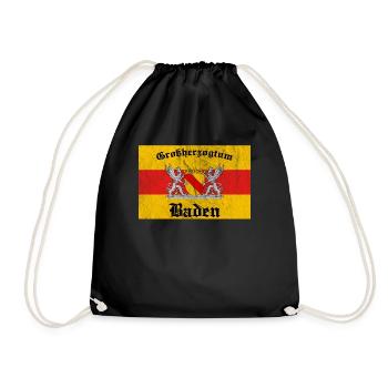 Baden Badner Land Badisch Wappen Souvenir Geschenk - Turnbeutel - Schwarz - Vorne