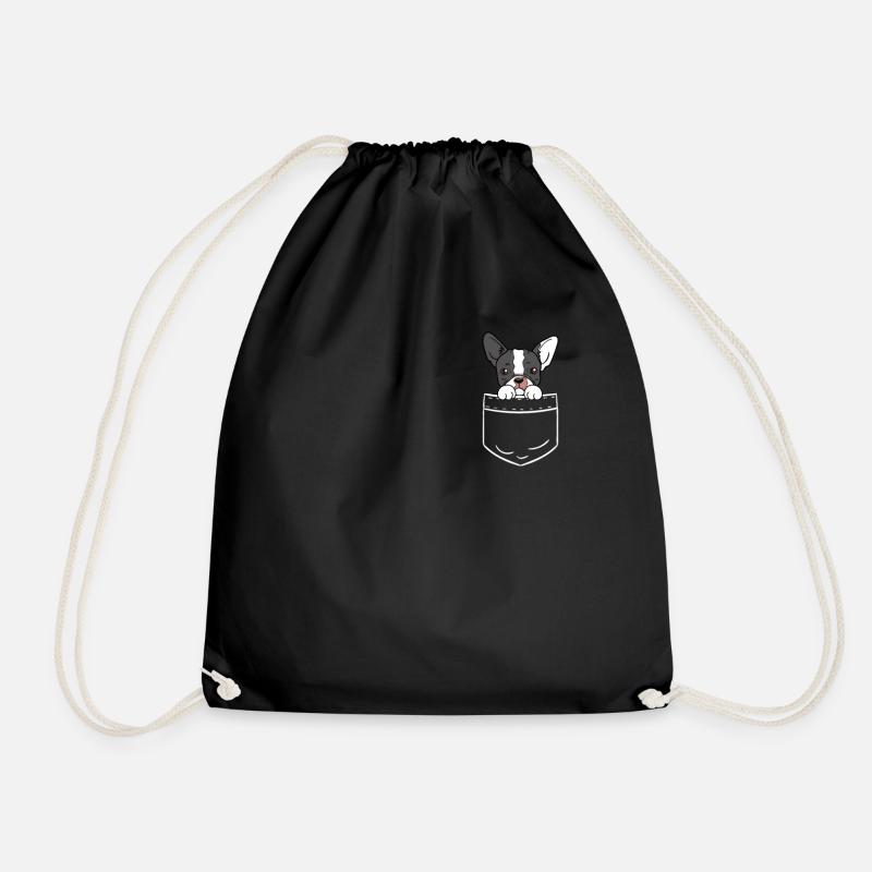 Boston Terrier Hund Tasche Hemd Pocket Geschenk - Turnbeutel - Schwarz