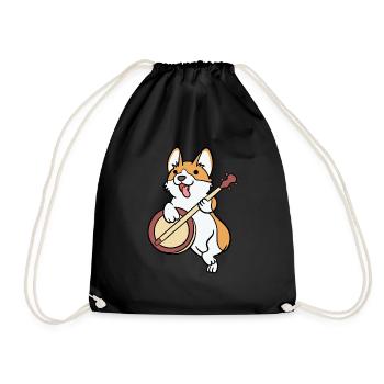 Corgi Hund Musikinstrument Musik Banjo Geschenk - Turnbeutel - Schwarz - Vorne