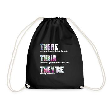 There Their They’re T shirt English Grammar Funny - Sac de sport léger - noir - Devant