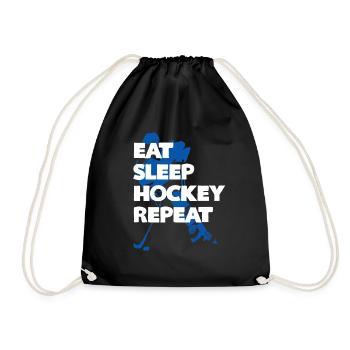 Eat Sleep Hockey wiederholen - Turnbeutel - Schwarz - Vorne