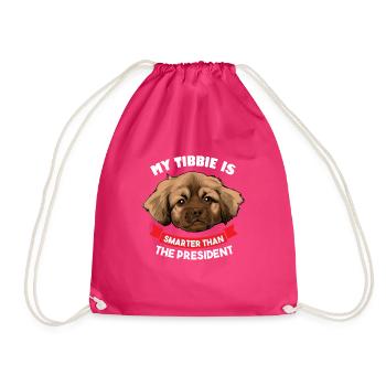 Tibetan Spaniel - Drawstring Bag - fuchsia - Front