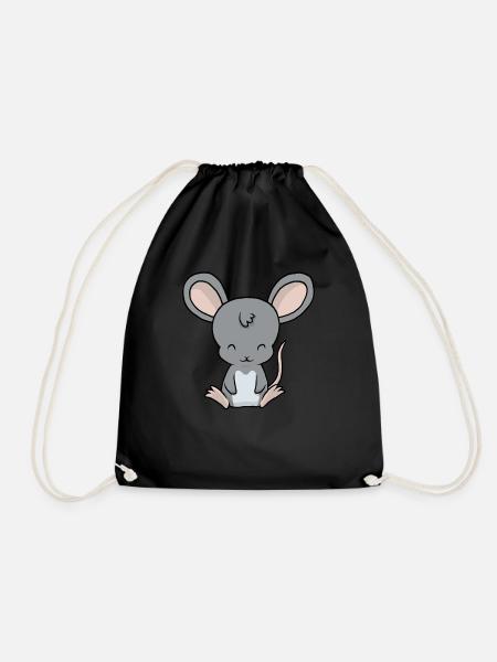 Little baby mouse - Drawstring Bag - black
