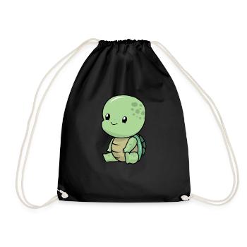 Little baby turtle turtle - Drawstring Bag - black - Front
