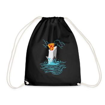 Shark Fish Pizza Ocean Funny animals sea creatures - Drawstring Bag - black - Front