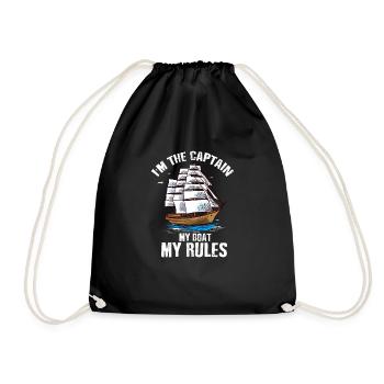 I'm the Captian My Boat My Rules Gift Shirt - Drawstring Bag - black - Front