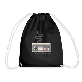 Control Your Life - Gamer Video Game Geek - Drawstring Bag - black - Front