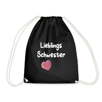 Lieblingsschwester Schwester Geburtstag Geschenk - Turnbeutel - Schwarz - Vorne