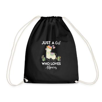Alpaca Alpaca Girl Lama Horse Pony Gift - Drawstring Bag - black - Front