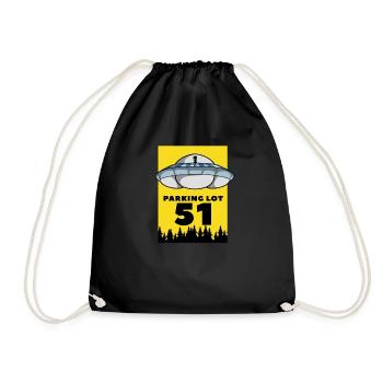 Alien UFO parking earth crash gift idea fun - Drawstring Bag - black - Front