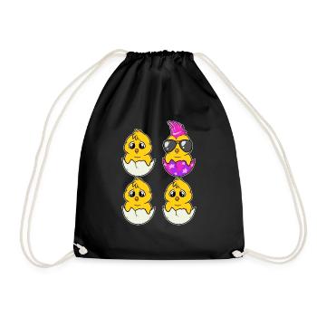 Punk Chick Chicken Chicken Punker Baby Individual - Drawstring Bag - black - Front