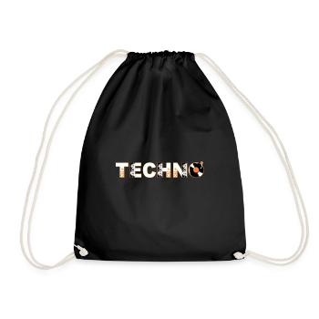 Techno Fusion Typography Music Club Sound Party - Drawstring Bag - black - Front