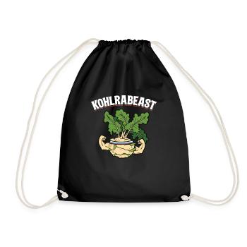 Kohlrabeast Funny Kohlrabi Pun Gym Workout Veggie - Drawstring Bag - black - Front