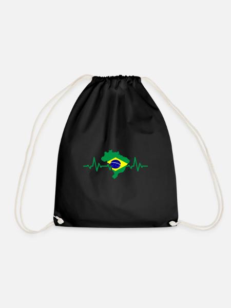 Brazil heart pulse - Drawstring Bag - black
