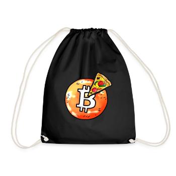 bitcoin pizza BTC crypto currency blockchain - Drawstring Bag - black - Front