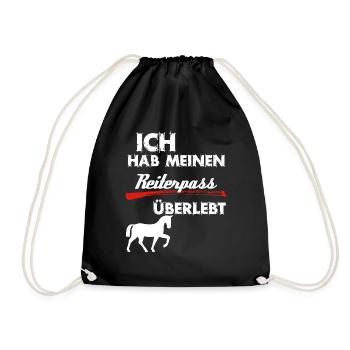 Reiterpass überlebt! Ich hab mein Pferd im Griff - Turnbeutel - Schwarz - Vorne