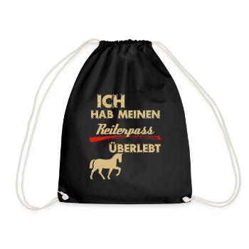 Reiterpass überlebt! Ich hab mein Pferd im Griff - Turnbeutel - Schwarz - Vorne