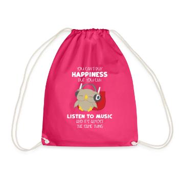 Eule - Eulen - Glück - Musik - Spruch - Turnbeutel - Fuchsia - Vorne
