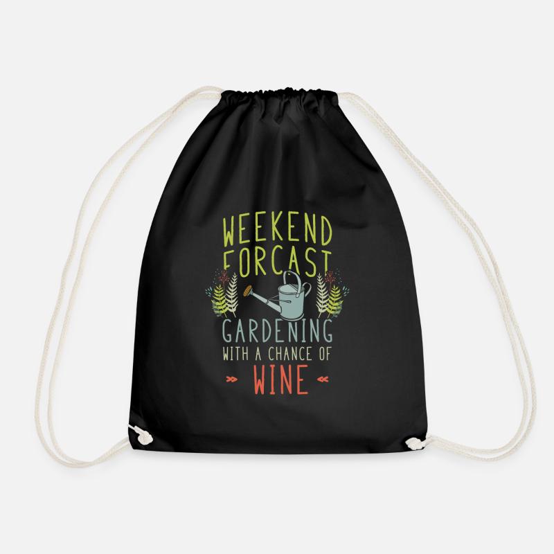Hobby Gardener Weekend Wine - Drawstring Bag - black