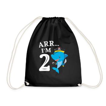 Pirates 2ème anniversaire fête cadeau idée cadeau - Sac de sport léger - noir - Devant