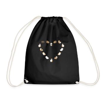 Guinea pig love heart - Drawstring Bag - black - Front
