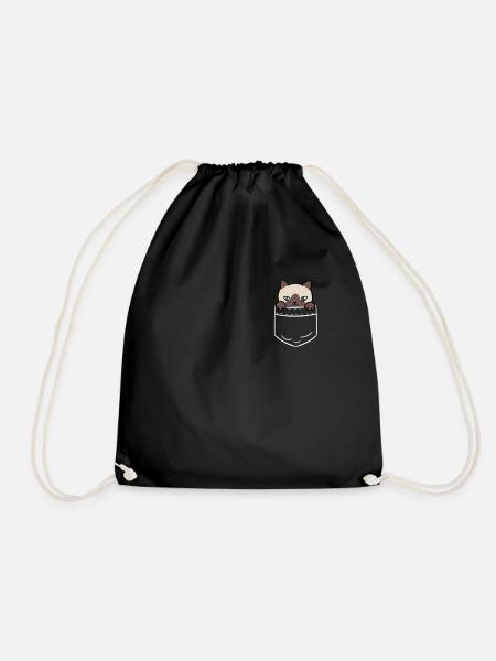 Siamese Cat Cat Cats Bag Pocket Bag Gift - Drawstring Bag - black