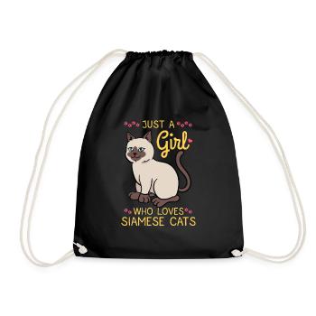 Cadeau d'amour fille chat femme chat siamois - Sac de sport léger - noir - Devant