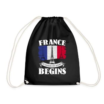 France French French France gift - Drawstring Bag - black - Front