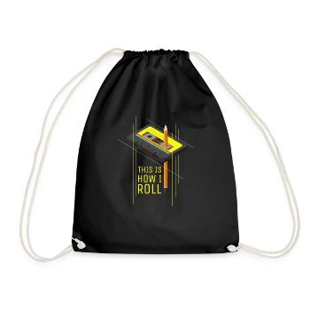 90er Jahre Party Outfit Kostüm Klamotten Kassette - Turnbeutel - Schwarz - Vorne