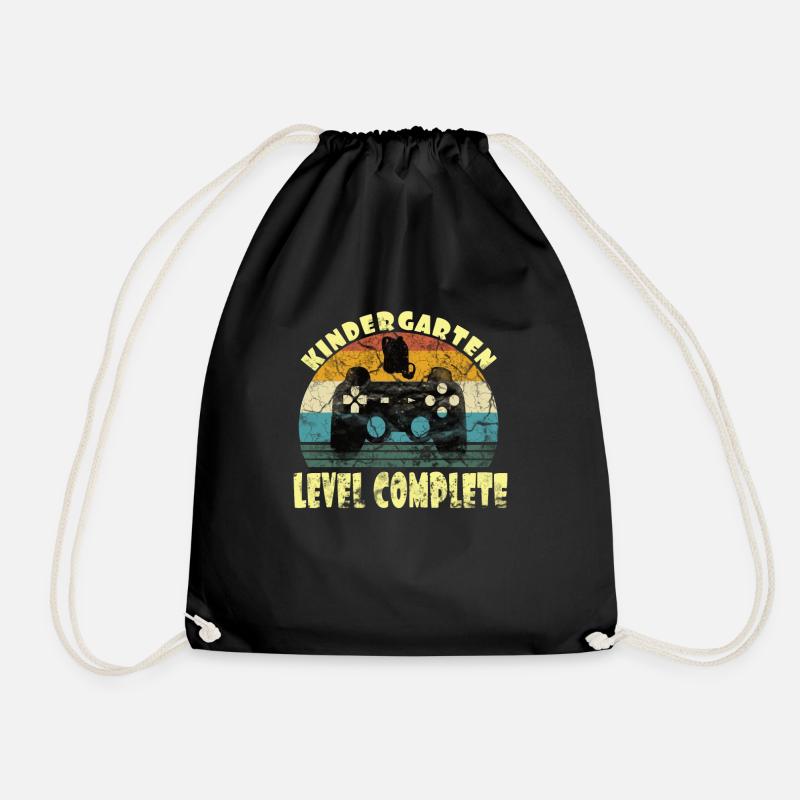 Kindergarten Level Complete Gamer Einschulung - Turnbeutel - Schwarz
