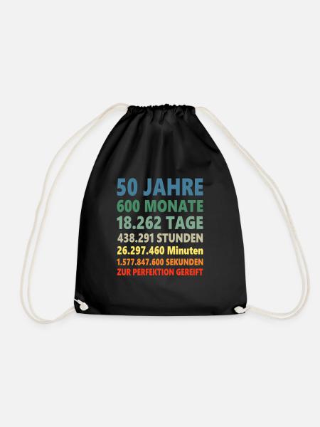 50. Geburtstag 50 Jahre 50ster Geschenk - Turnbeutel - Schwarz