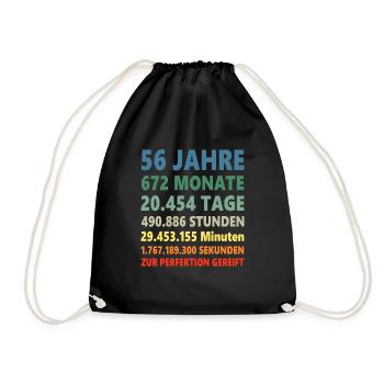 56 Jahre 56. Geburtstag Geschenk - Turnbeutel - Schwarz - Vorne