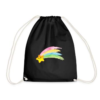 Sweet rainbow star children motif - Drawstring Bag - black - Front