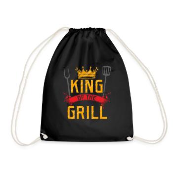 King Of The Grill BBQ BBQ Steak Sausage Gift - Drawstring Bag - black - Front