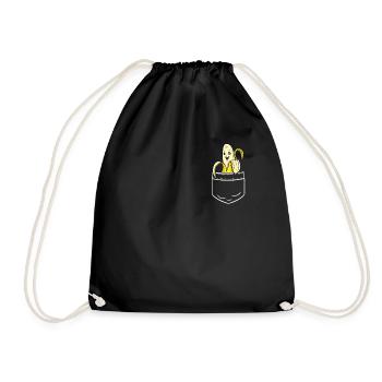 Banana Bananas Fruit Bag Pocket Funny Gift - Drawstring Bag - black - Front